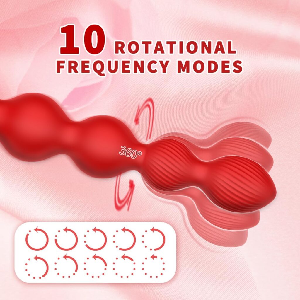 Anal Beads Anal Butt Plug,10 Rotate Twist and Vibrating Modes,Prostate Massager Graded Silicone Design Anal Vibrators for Men,Remote Control Rose Toy for Women,Adult Sex Toys for Couple