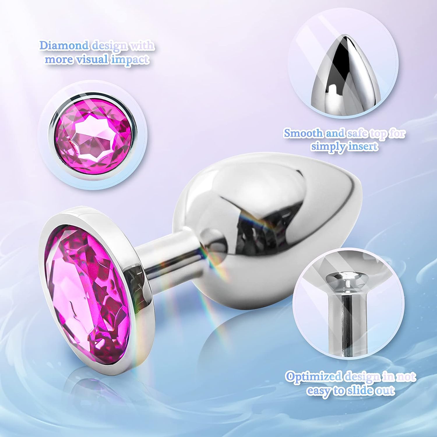 Anal Plug Adult Sex Toy,Jeweled Anal Toys Adult Sex Toys Games Butt Plug,Personal Anal Plug Sex Toy for Adult Women,Men and Couples,Rose Jeweled G Spot Anal Beads Anal Toy