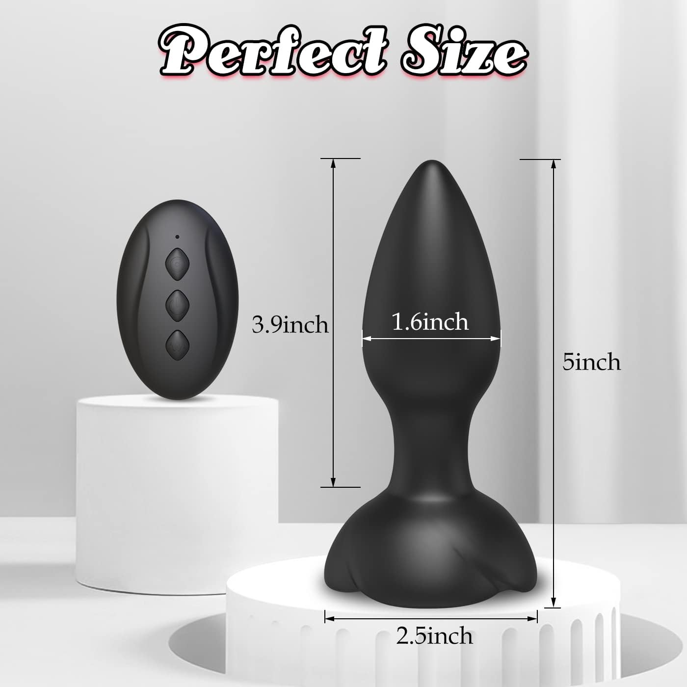 Anal Sex Toy Vibrators Rose Sex Toy, Vibrating Anal Toy Plug, Remote Control Anal Butt with 10 Modes  Rose Base, Waterproof Silicone Rose Adult Toys  Games(Black)