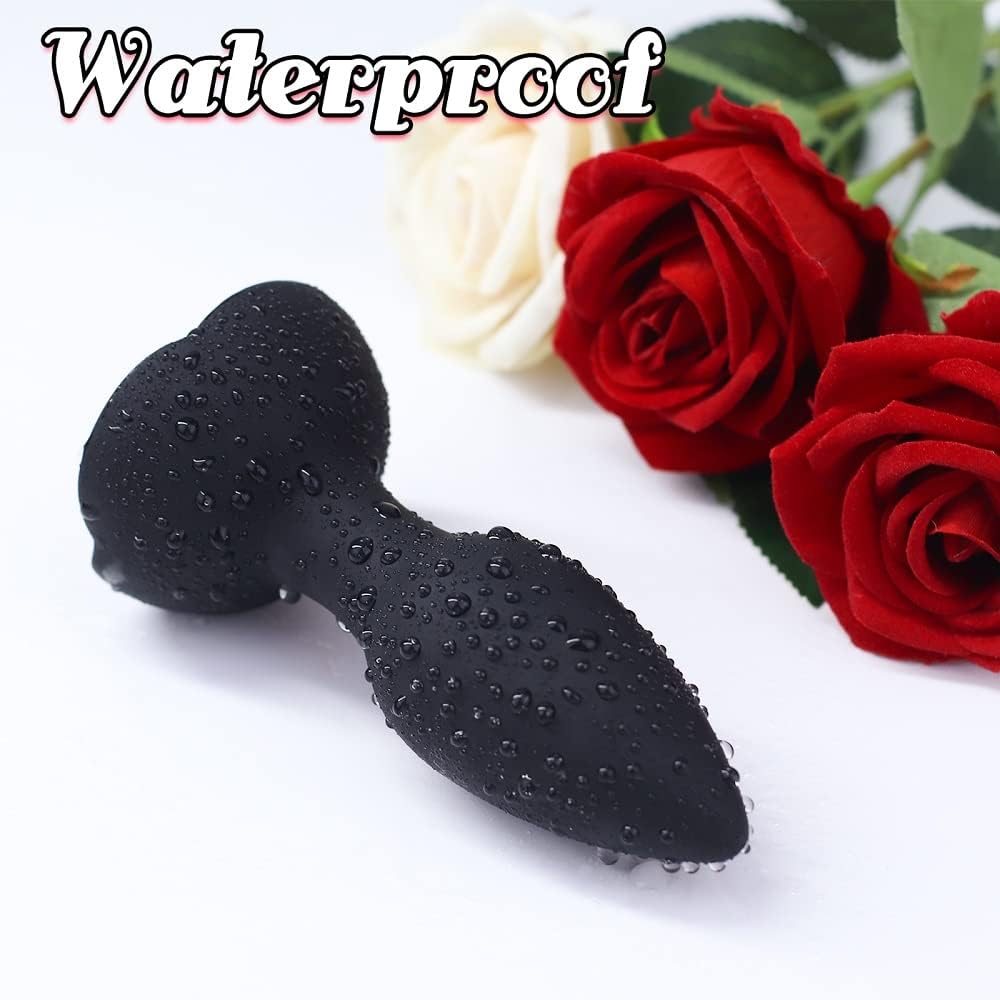 Anal Sex Toy Vibrators Rose Sex Toy, Vibrating Anal Toy Plug, Remote Control Anal Butt with 10 Modes  Rose Base, Waterproof Silicone Rose Adult Toys  Games(Black)