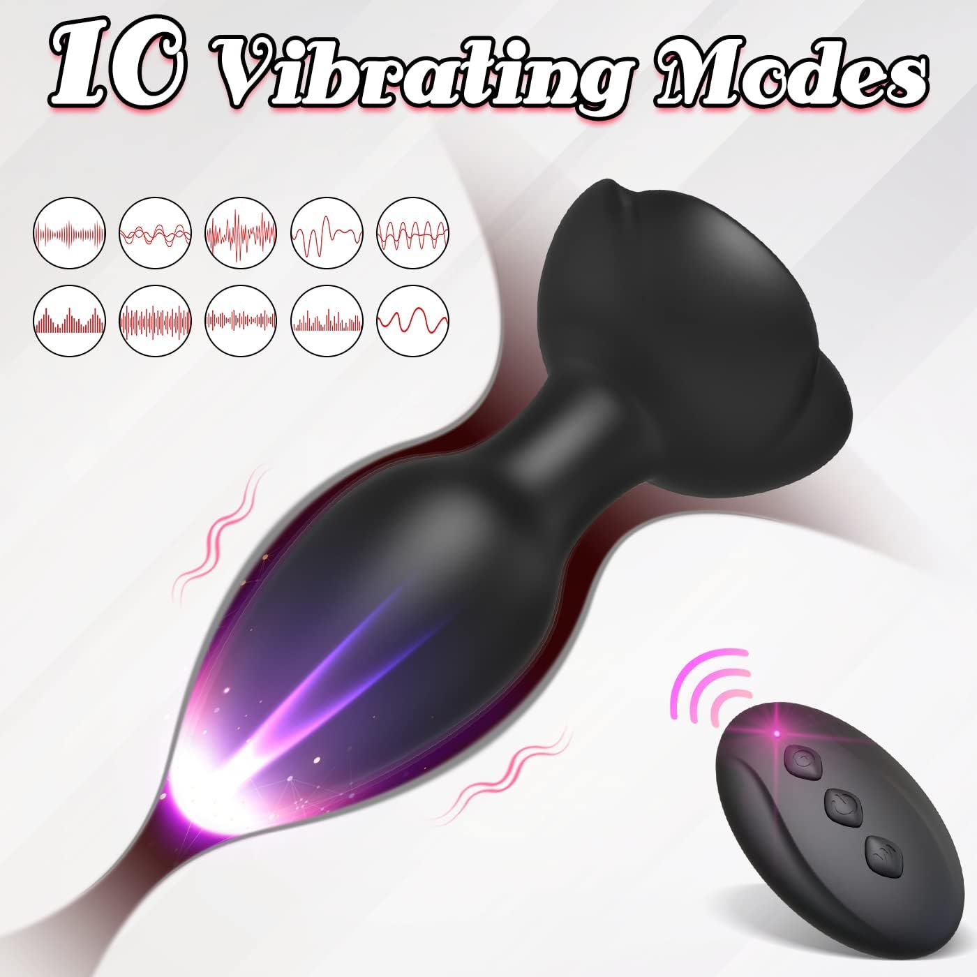 Anal Sex Toy Vibrators Rose Sex Toy, Vibrating Anal Toy Plug, Remote Control Anal Butt with 10 Modes  Rose Base, Waterproof Silicone Rose Adult Toys  Games(Black)