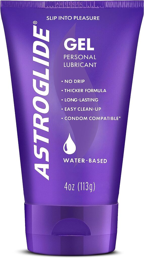 Astroglide Gel, Personal Lubricant (4oz), Stays Put with No Drip, Dr. Recommended Brand, Water Based Lube Gel For Couples, Women, and Men, Long-Lasting Pleasure, Condom Compatible, Manufactured in USA