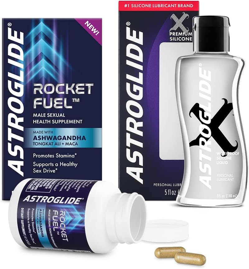 Astroglide Performance Enhancement Bundle | Supports Sex Drive, Stamina, Energy  Comfort | Rocket Fuel™ (60 Capsules) and Silicone-Based Personal Lube (5 oz.) | for Couples, Men and Women