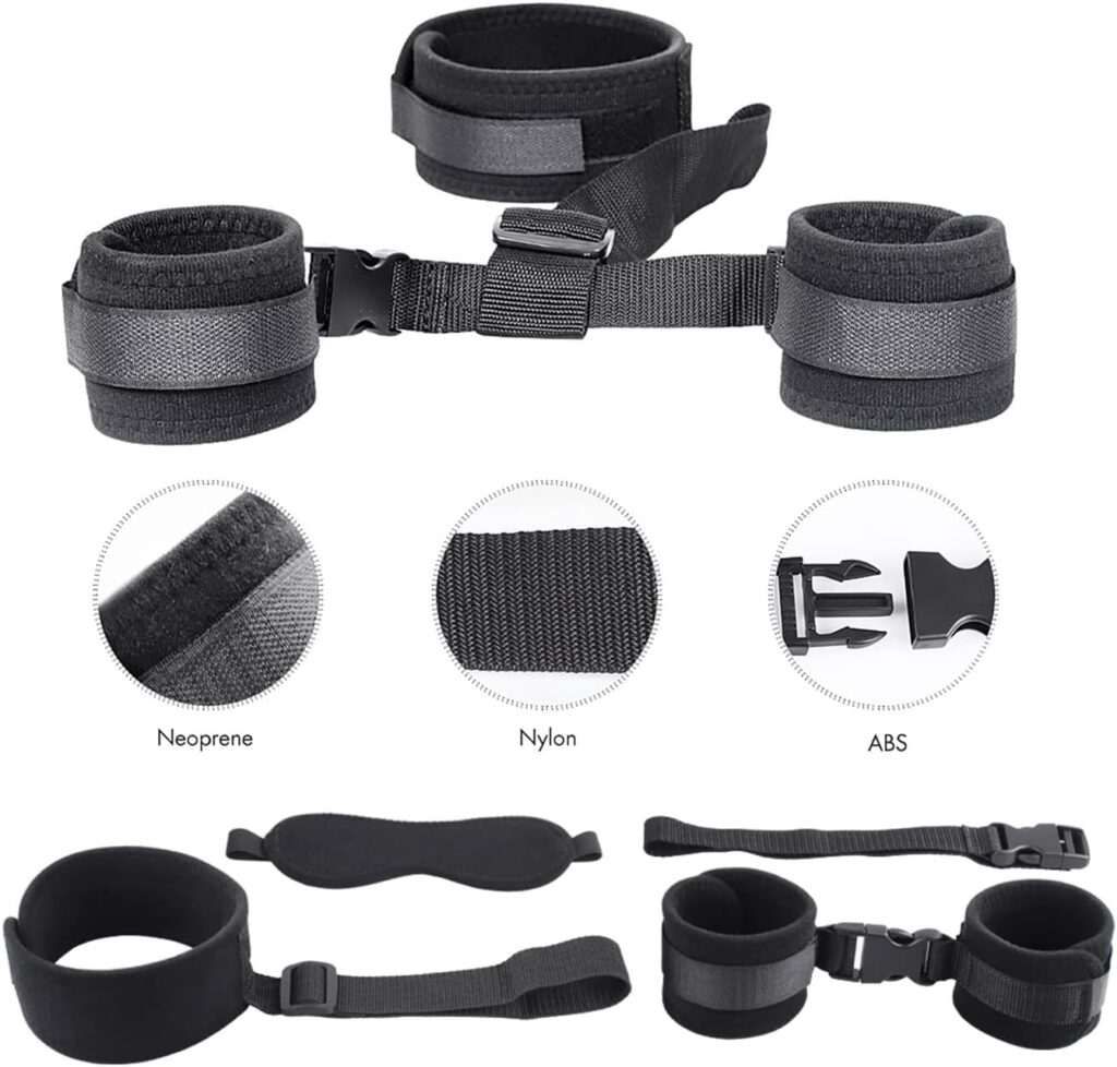 BDSM Adult Sex Toys for Couples Bondage Restraints Set Neck to Wrist - Behind Back Handcuffs Collar with Blindfold Adjustable Bondage Gear  Accessories, Bed SM Games Play Toys Couples Adult Sex Rope