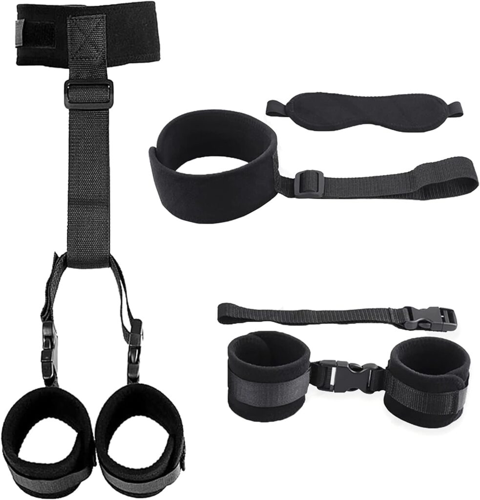 BDSM Adult Sex Toys for Couples Bondage Restraints Set Neck to Wrist - Behind Back Handcuffs Collar with Blindfold Adjustable Bondage Gear  Accessories, Bed SM Games Play Toys Couples Adult Sex Rope