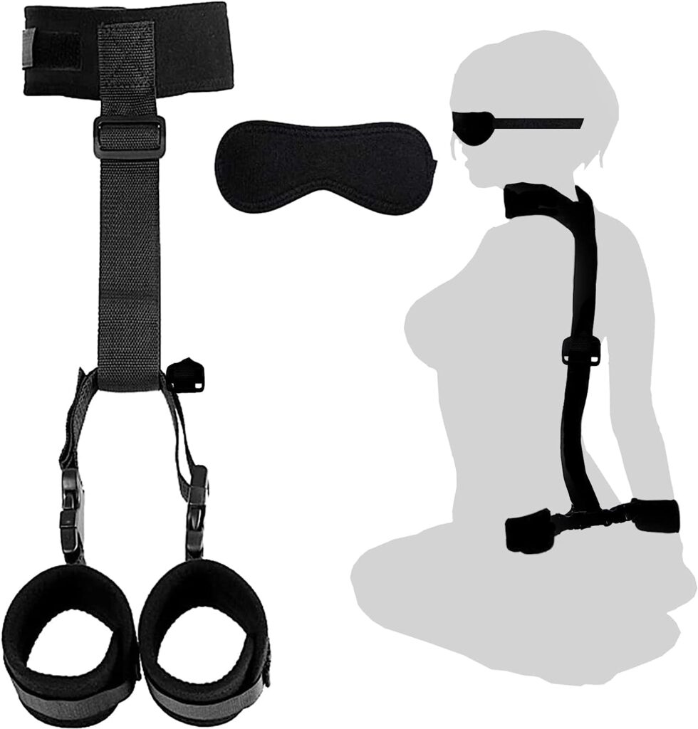 BDSM Adult Sex Toys for Couples Bondage Restraints Set Neck to Wrist - Behind Back Handcuffs Collar with Blindfold Adjustable Bondage Gear  Accessories, Bed SM Games Play Toys Couples Adult Sex Rope