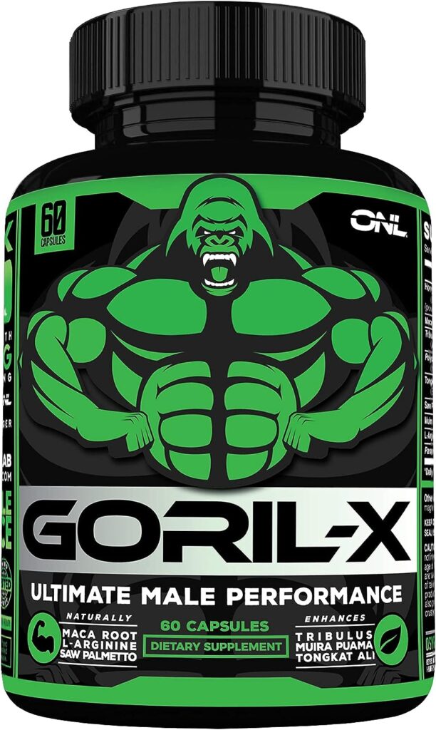 Goril -X Testosterone Booster for Men - Workout Supplement - Increase Size, Strength, Energy  Testosterone - 1000mg Enhancing Horny Goat Weed - 30-Day Supply