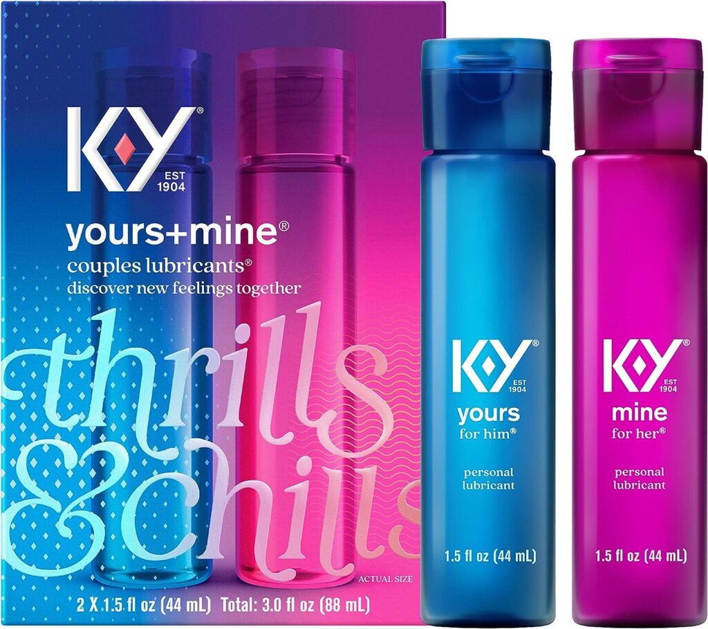 K-Y Yours + Mine Couples Lubricant, Personal Lubricant  Intimate Gel for Couples, Men, Women, Sex Lube, Clear, 2 x 1.5 Fl Oz, 2 count (Pack of 1)