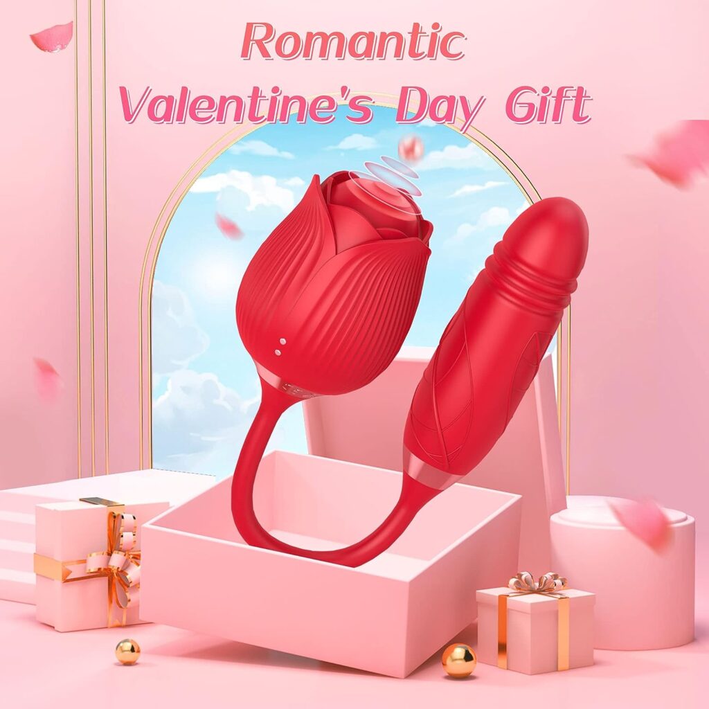 Rose Sex Toy Vibrator for Women, EVYLEEN Rose Toy with 10 Thrusting  Vibration Modes, Rose Sexual Pleasure Tools for Women with Thrusting Dildo, Sex Toys Vibrators with Clitoral Tongue