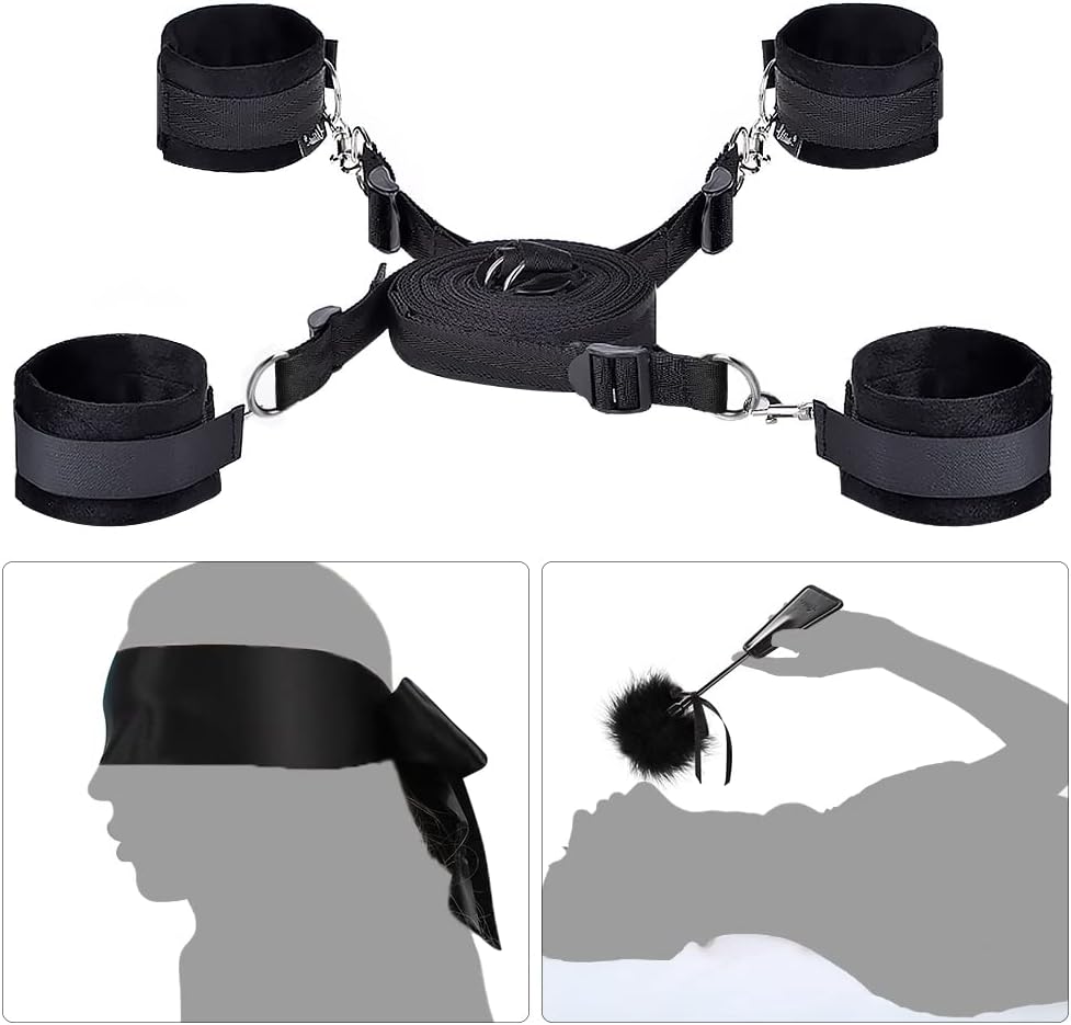 Sex Bondage BDSM Kit UTIMI Restraints Set Sex Toys with Hand Cuffs Ankle Cuff Bondage Collection  Blindfold  Tickler Included