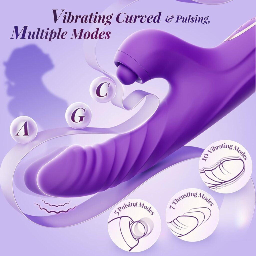 Sex Toys for Women Thrusting Dildo - Sex Toy Thrusting Rabbit Vibrator with 10 Vibration 7 Thrust Mode with Licking, G Spot Clitoral Vibrators Adult Toys for Women and Couple Adult Sex Toys  Games