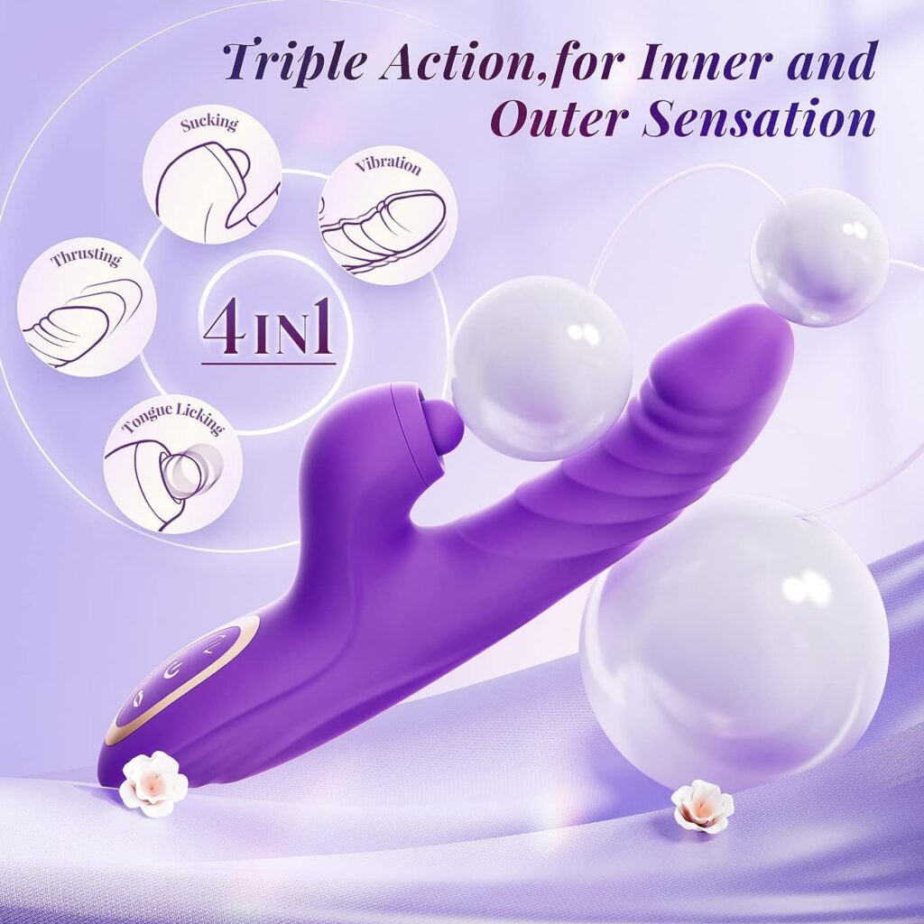 Sex Toys for Women Thrusting Dildo - Sex Toy Thrusting Rabbit Vibrator with 10 Vibration 7 Thrust Mode with Licking, G Spot Clitoral Vibrators Adult Toys for Women and Couple Adult Sex Toys  Games