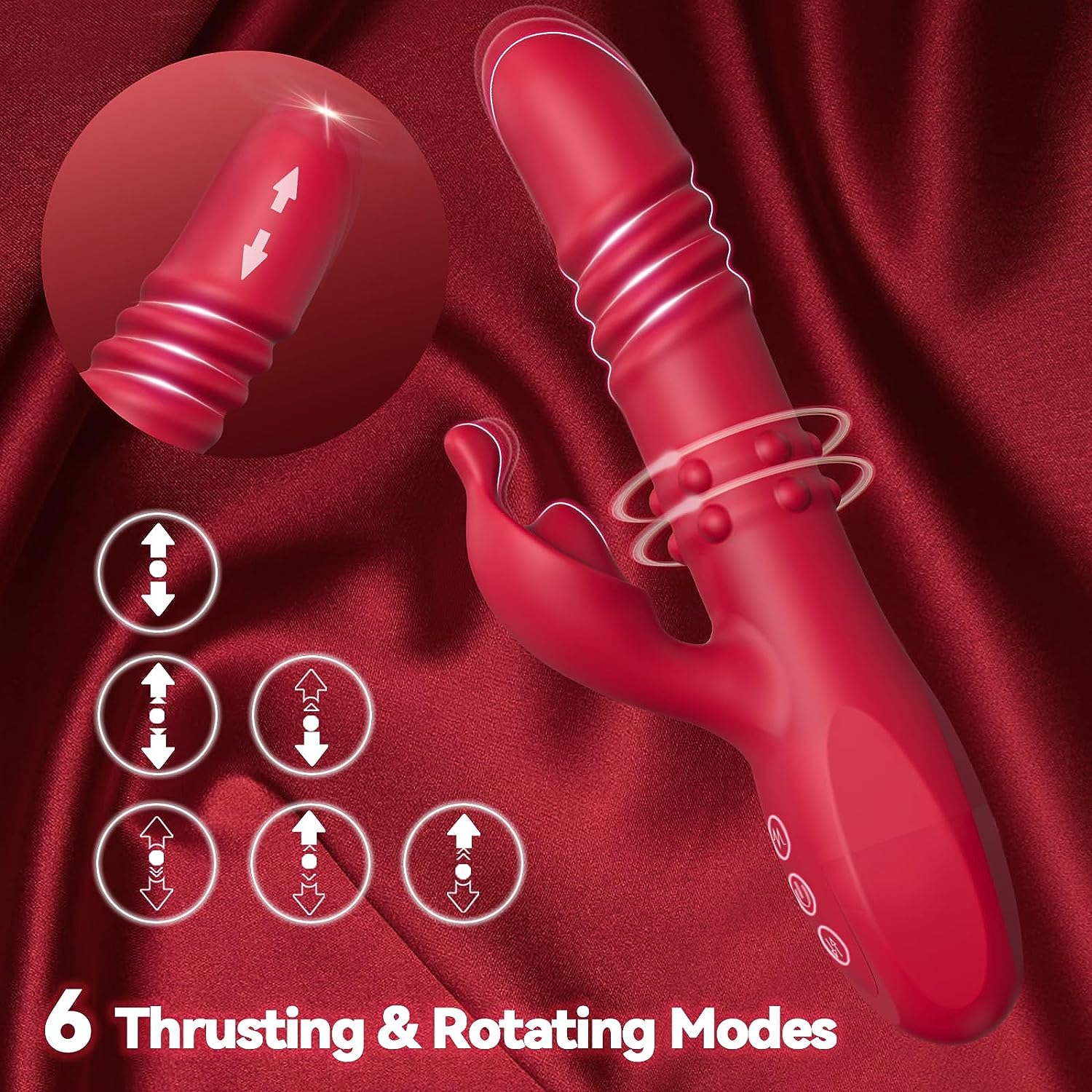 Thrusting Dildo 4 in1 Sex Toy-Rabbit Vibrator Adult Toys with 6 Thrusting  Rotating, 10 Vibrating Modes Dildo, G Spot Vibrator Clitoral Nipple Stimulator for Women Couple Pleasure