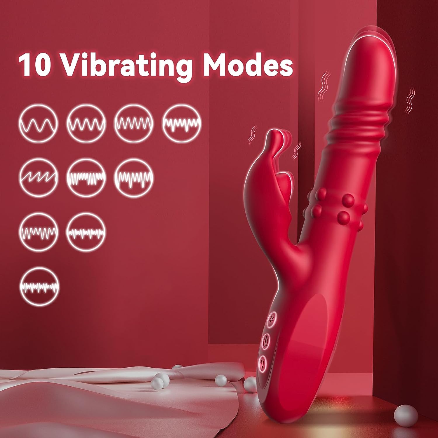 Thrusting Dildo 4 in1 Sex Toy-Rabbit Vibrator Adult Toys with 6 Thrusting  Rotating, 10 Vibrating Modes Dildo, G Spot Vibrator Clitoral Nipple Stimulator for Women Couple Pleasure