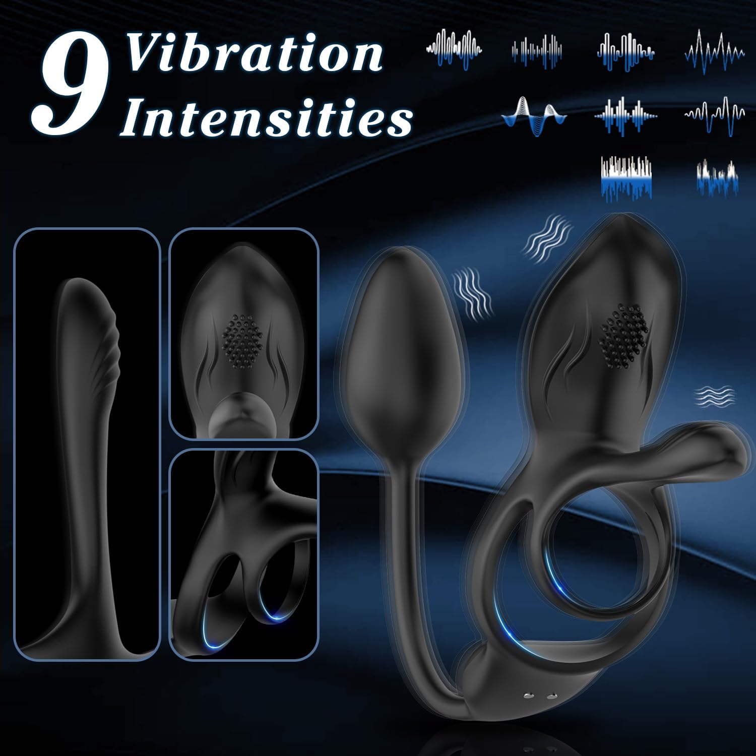 Vibrating Cock Ring Anal Plug Vibrator with 10 Vibration Settings, EVYLEEN 3 in 1 Sex Toys Penis Ring Vibrators Adult Toys, Remote Control Vibrating Butt Plug Male Sex Toys for Men, Couple Sex Toys