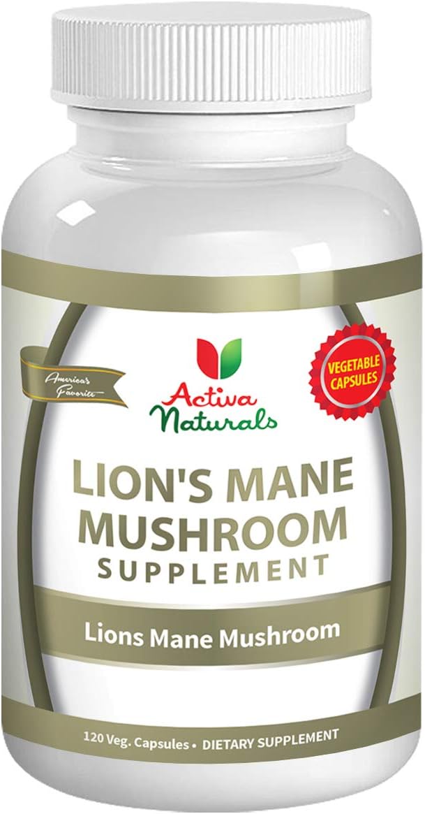 Activa Naturals Lions Mane Mushroom Capsules, Daily Nutritional Lions Mane Vitamin Supplement -120 Veggie Caps (60 Servings)