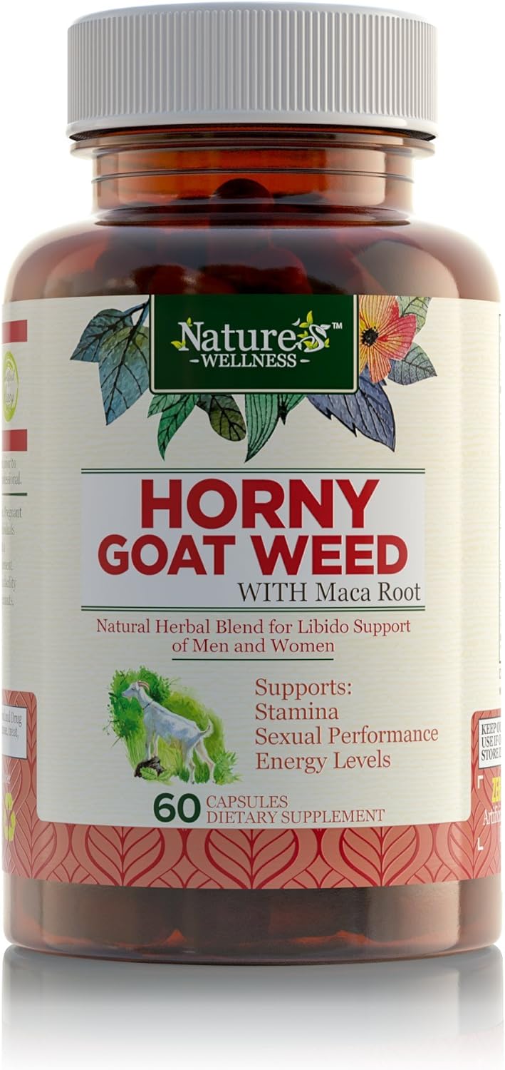 Horny Goat Weed Extract with Maca, Tribulus, L-Arginine, Ginseng - Enhance Energy  Performance for Men  Women - Boost Libido, Stamina  Sexual Health - 1000 mg Epimedium with Icariins Supplement