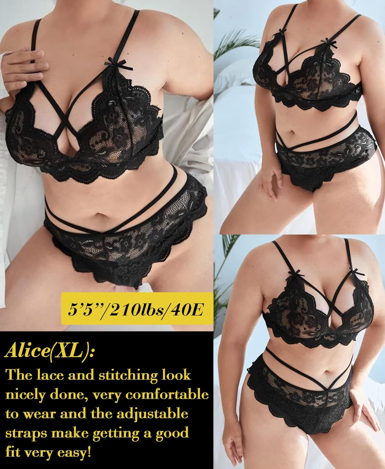 Namifin Women Lingerie Set Lace Bralette and Panty Set Strappy Lace Lingerie