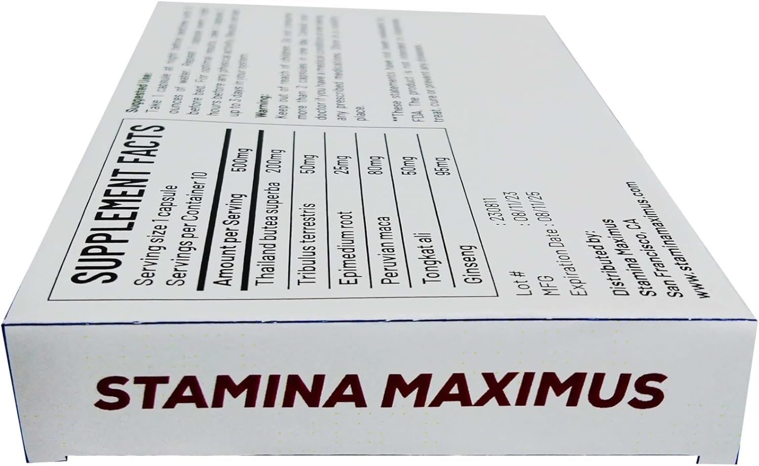 Stamina Maximus, Rugged Energy and Enduring Stamina (Pack of 10 Capsules)