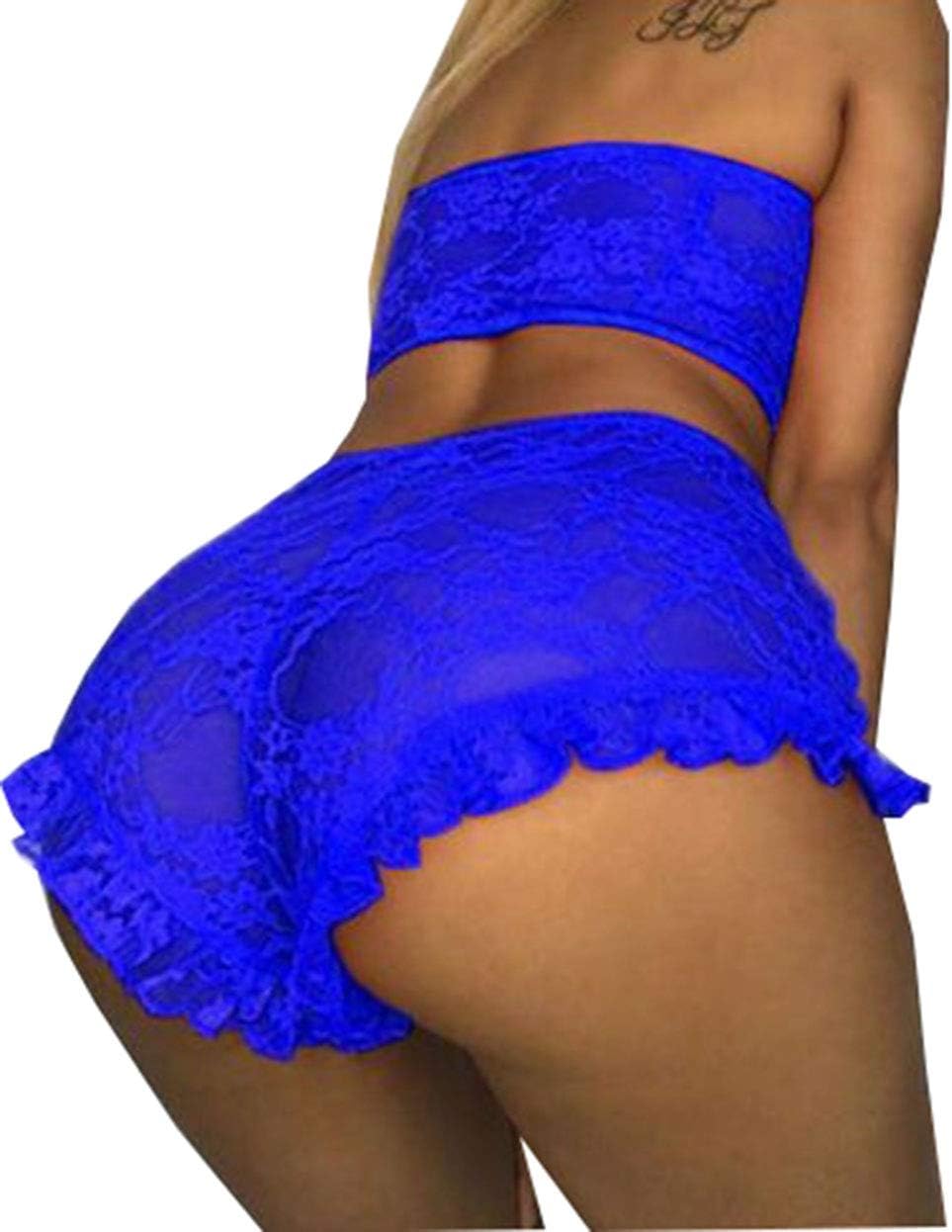 Women Sexy Lace Lingerie Nightwear Two Piece Babydoll Bra Panty Underwear Set